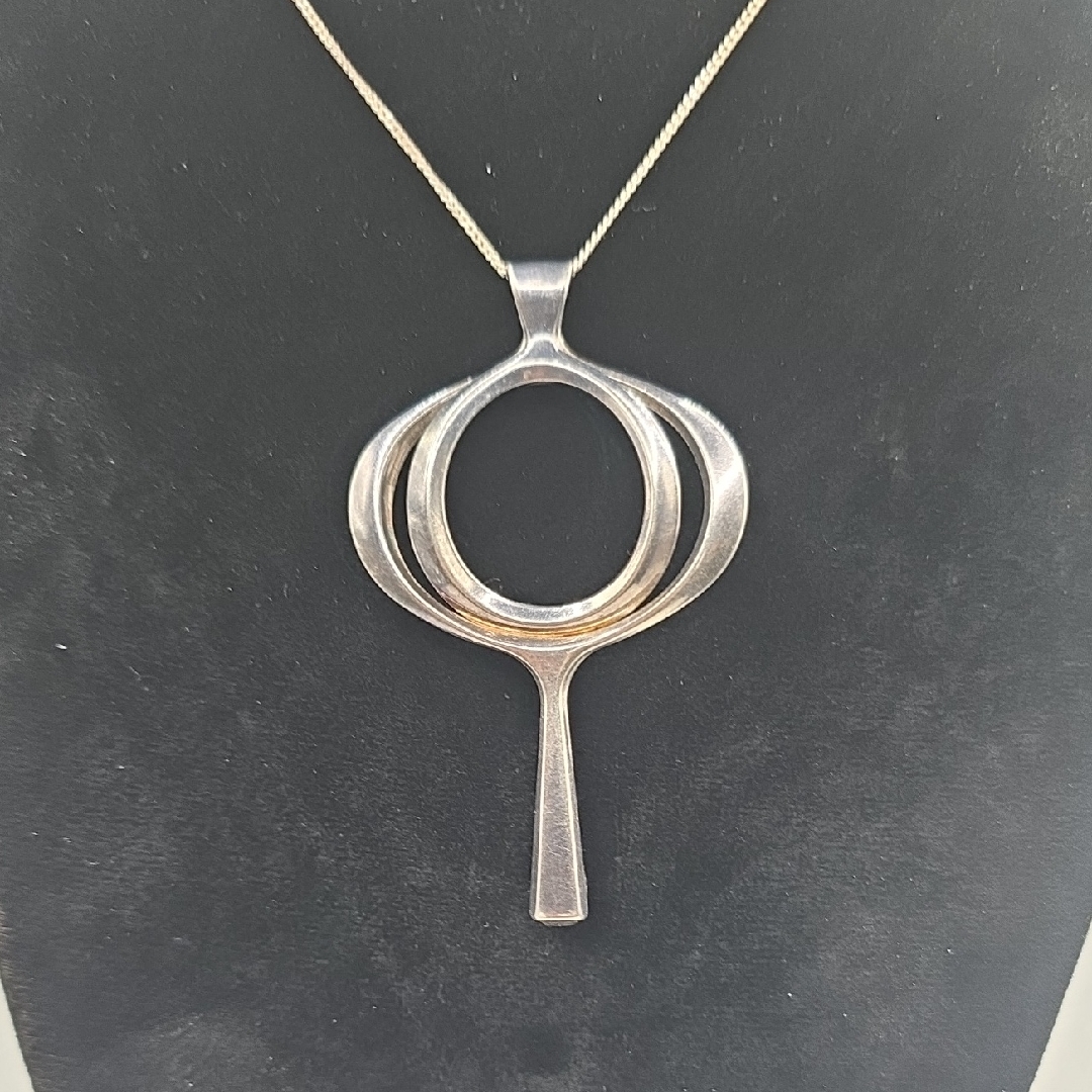 Vintage David Andersen Sterling Silver Modern Orbital Pendant Necklace